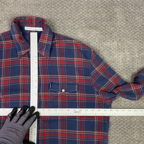 Criquet Flannel Pearl Snap Shirt Jacket Shacket Heavyweight Men's XL Plaid Red - Picture 8 of 13